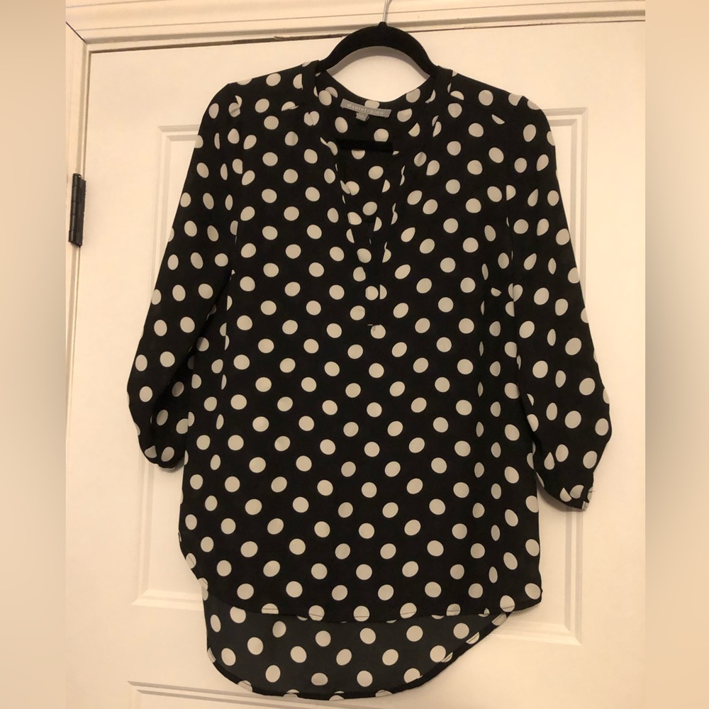 danielrainn black and white polka dot blouse size small